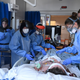 Medical personnel at Royal Papworth Hospital in Cambridge, England, on May 5, 2020.